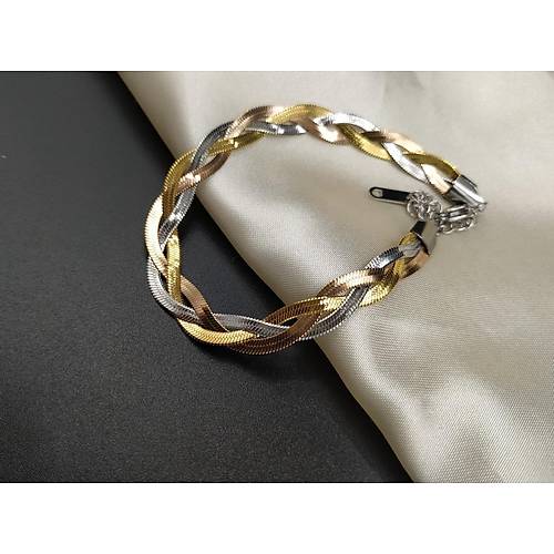 �rg�l� �talyan Yass� Gold-Rose-G�m�� �elik Bileklik