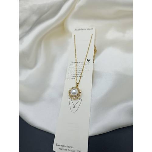 Zirkon Ta�l� G�ne� Model �ncili �elik Kolye