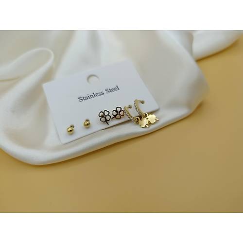 Zirkon Ta�l� Yonca ve Top�uk Model �oklu �elik K�pe