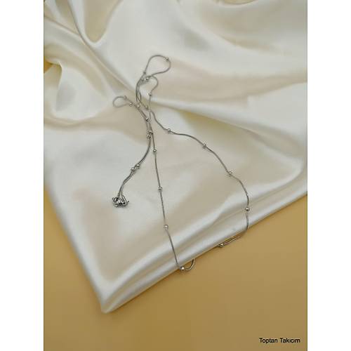Dorika Top�uklu �elik Zincir Kolye - 45 cm