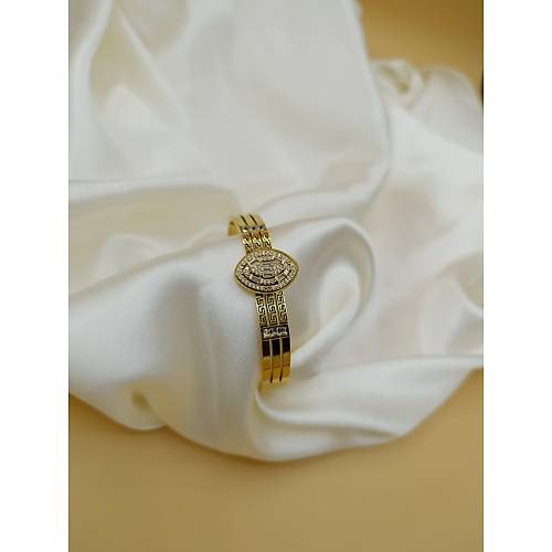 Zirkon Ta�l� Desenli Sultan Model �elik Kelep�e Bileklik