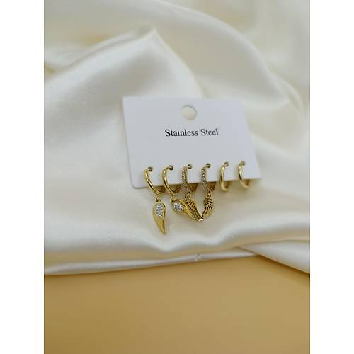 Zirkon Ta�l� Kanat ve Halka Model �oklu �elik K�pe