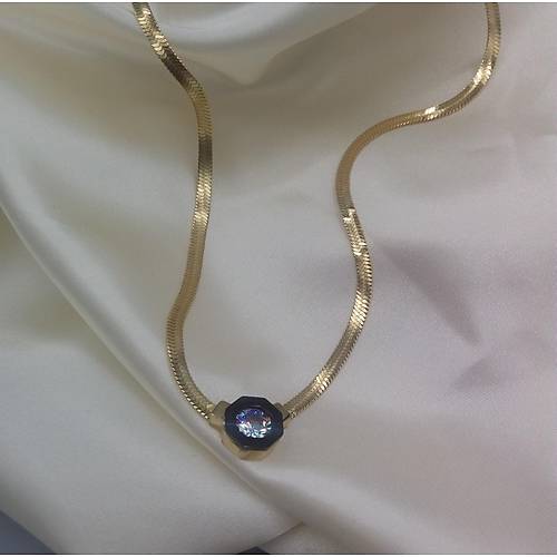 elik talyan Yass Zirkon Tek Tal Kolye