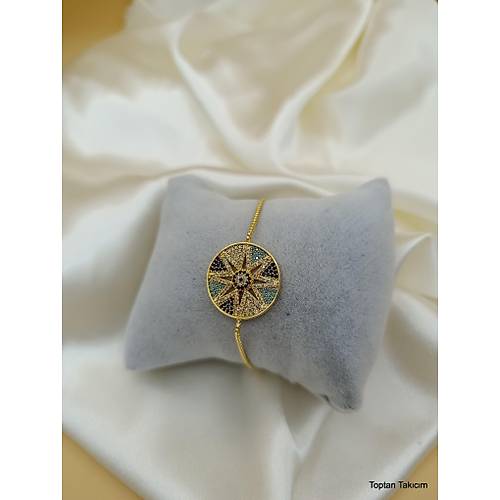 Renkli Zirkon Ta�l� Asans�rl� G�ne� Model Bileklik