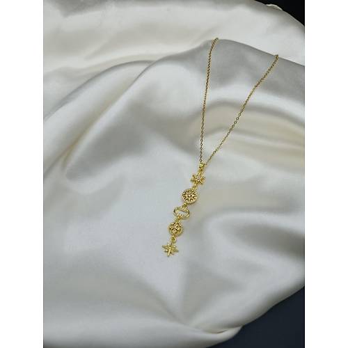Zirkon Ta�l� Kar-G�ne�-Y�ld�z Element Model �elik Y Kolye