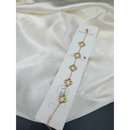 Gold Yonca Fig�rl� Van Cleef �elik Bileklik