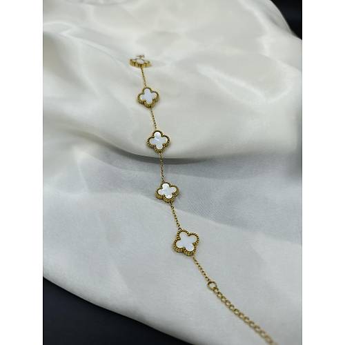 Gold - Sedef Model Van Cleef elik Bileklik