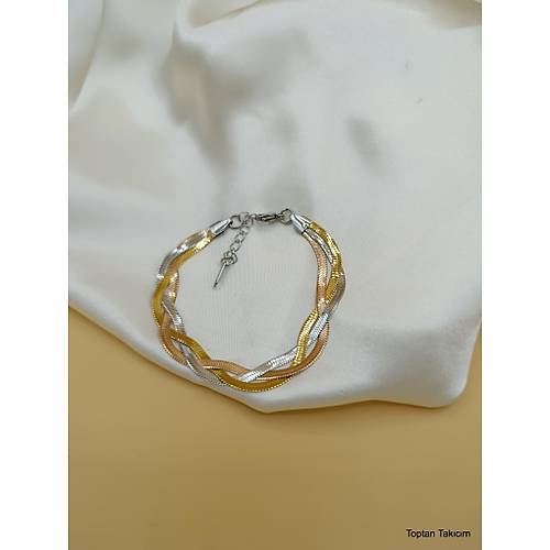 �rg�l� �talyan Yass� Gold-Rose-G�m�� �elik Bileklik