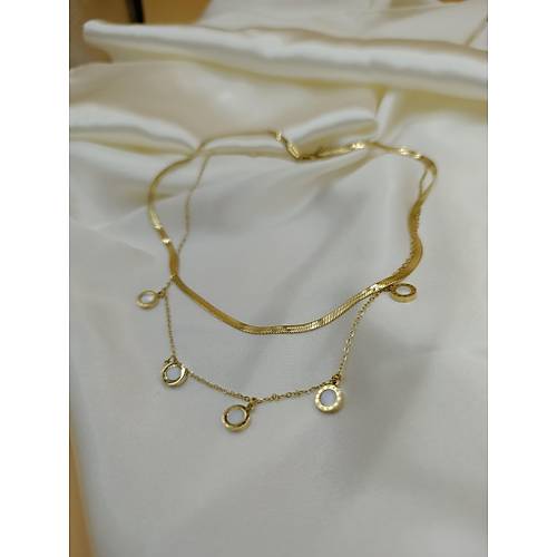 Sedef Ta�l� �oklu Bvlgari �elik �talyan Zincir Kolye