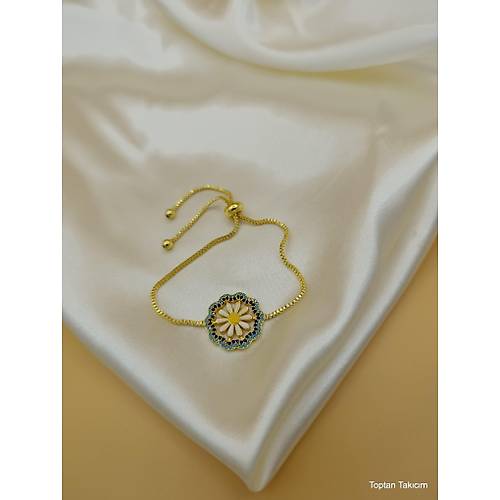 Renkli Zirkon Ta�l� Asans�rl� Papatya Bileklik