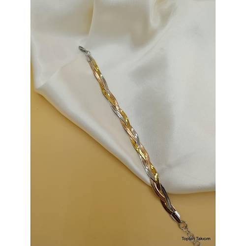 �rg�l� �talyan Yass� Gold-Rose-G�m�� �elik Bileklik