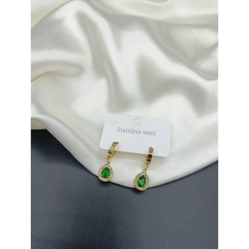 Zirkon Ye�il Ta�l� Damla Model �elik Halka K�pe