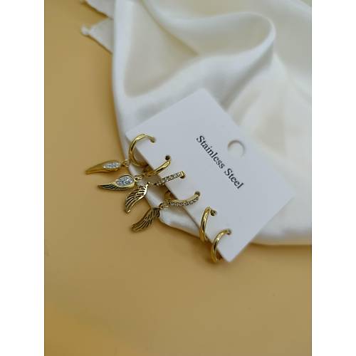 Zirkon Ta�l� Kanat ve Halka Model �oklu �elik K�pe