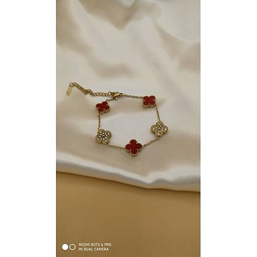 Zirkon Tal Krmz Van Cleef Model elik Bileklik