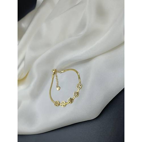 Hayat A�ac� Fig�rl� �elik �talyan Yass� Bileklik