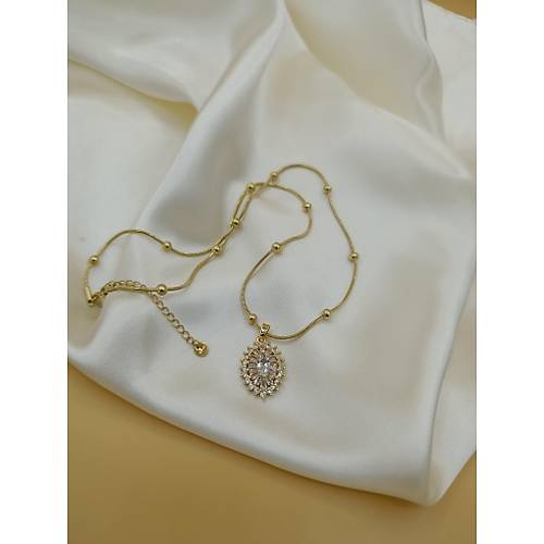 Zirkon Ta� Zarif Model �elik Dorika Zincir Kolye