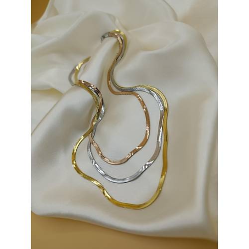 �talyan Yass� Gold-Rose-G�m�� ��l� �elik Kolye