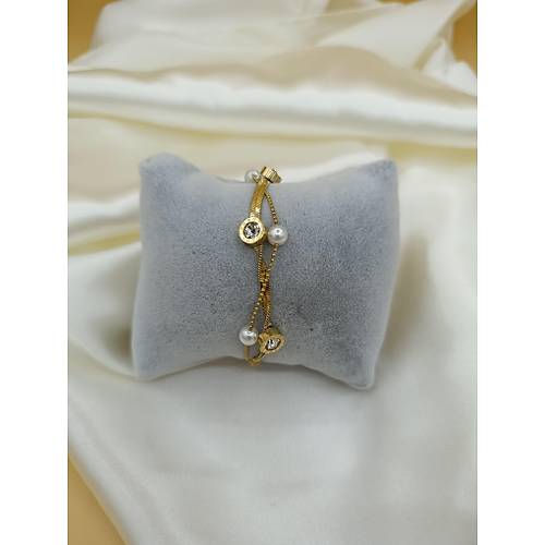 �ncili Zirkon Ta�l� Bvlgari �elik �ift Zincir Bileklik