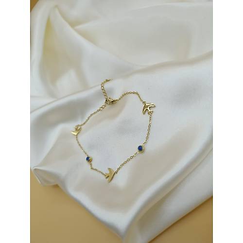 Mavi Boncuklu K�rlang�� Fig�rl� �elik Halhal