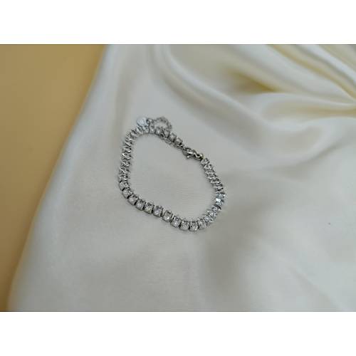 Zirkon Ta�l� Mekik Model �elik Su Yolu Bileklik