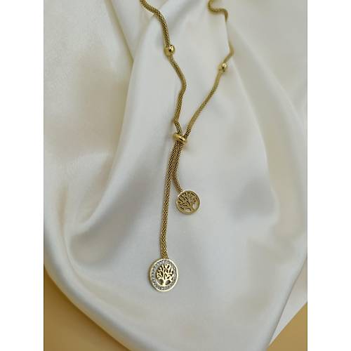 Zirkon Ta�l� Hayat A�ac� Model �elik Dorika Zincir Kolye