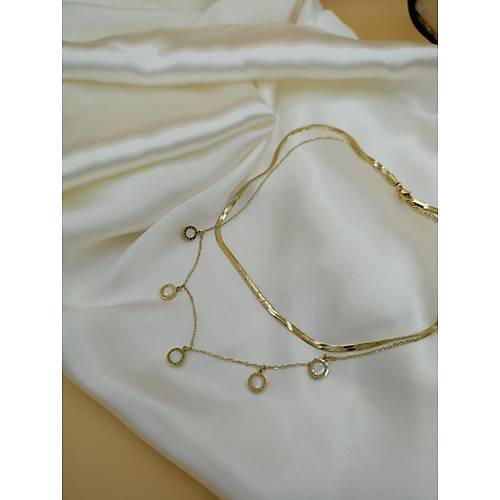 Sedef Ta�l� �oklu Bvlgari �elik �talyan Zincir Kolye