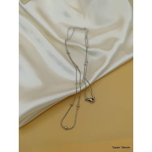 Dorika Top�uklu �elik Zincir Kolye - 45 cm