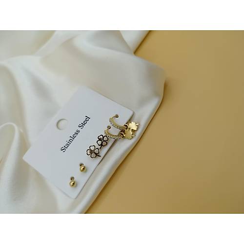 Zirkon Ta�l� Yonca ve Top�uk Model �oklu �elik K�pe