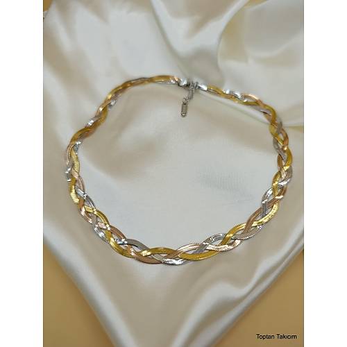 �talyan Yass� Gold-Rose-G�m�� �rg�l� �elik Kolye