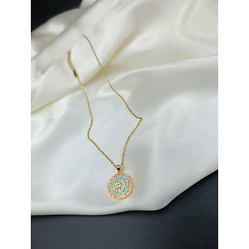 Ye�il Mineli G�ne� Model �elik Zincir Kolye