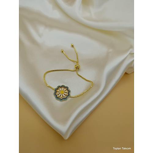 Renkli Zirkon Ta�l� Asans�rl� Papatya Bileklik