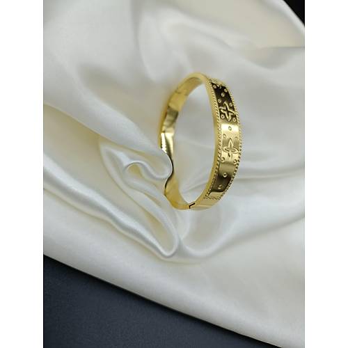 Yonca Desenli elik Kelepe Bileklik