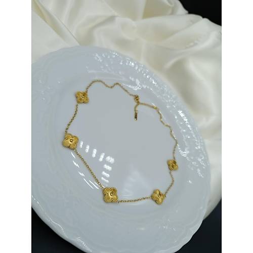 Gold Model Van Cleef Yonca elik Kolye