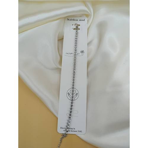 Zirkon Ta�l� Mekik Model �elik Su Yolu Bileklik