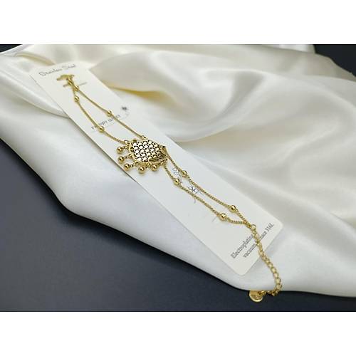 Sultan Motif Dorika Top�uklu �elik Zincir Bileklik