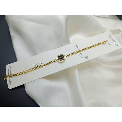 Zirkon Ta�l� Ya�am �i�e�i Model �elik Zincir Bileklik