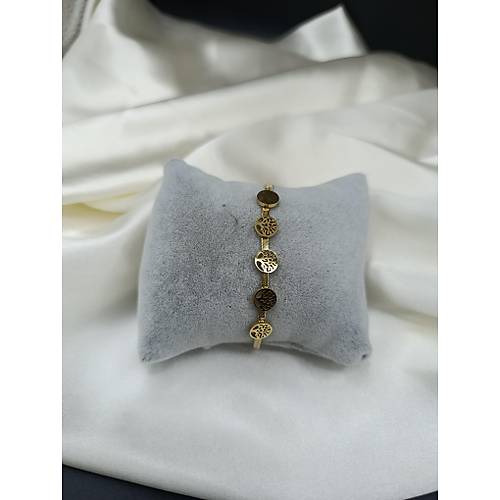 Hayat A�ac� Fig�rl� �elik �talyan Yass� Bileklik