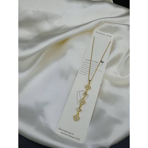 Zirkon Ta�l� Yonca Sallant�l� Y Model �elik Kolye