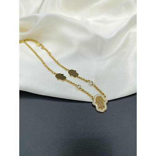 Zirkon Tal Fatma Ana Eli elik Kolye