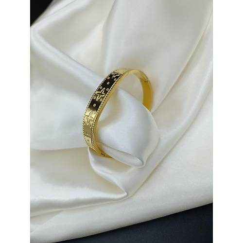 Yonca Desenli elik Kelepe Bileklik