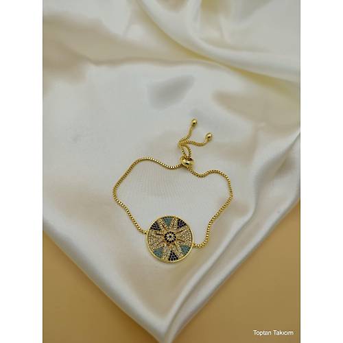 Renkli Zirkon Ta�l� Asans�rl� G�ne� Model Bileklik