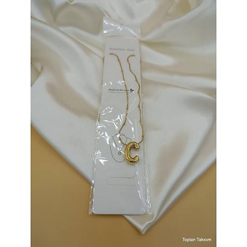 Balon C Harfli �elik Zincir Kolye