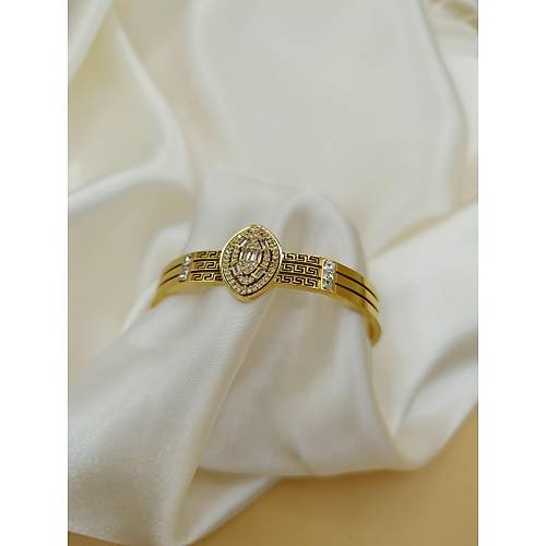 Zirkon Ta�l� Desenli Sultan Model �elik Kelep�e Bileklik