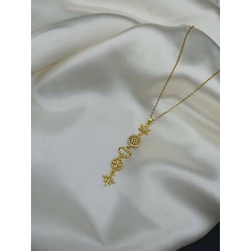 Zirkon Ta�l� Kar-G�ne�-Y�ld�z Element Model �elik Y Kolye