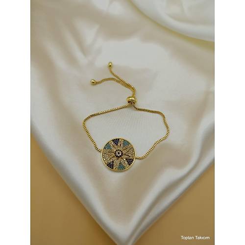 Renkli Zirkon Ta�l� Asans�rl� G�ne� Model Bileklik