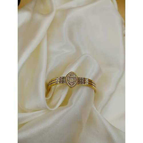 Zirkon Ta�l� Desenli Sultan Model �elik Kelep�e Bileklik