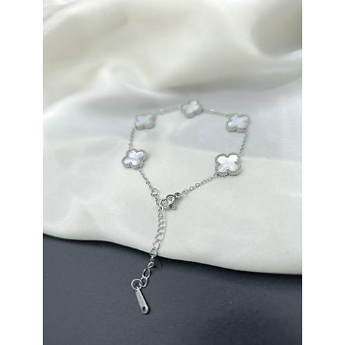 Silver - Sedef Model Van Cleef elik Bileklik