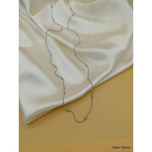 Dorika Top�uklu �elik Zincir Kolye - 45 cm