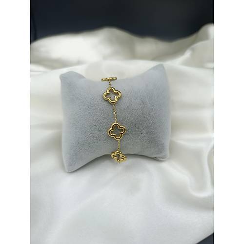 Gold Yonca Fig�rl� Van Cleef �elik Bileklik