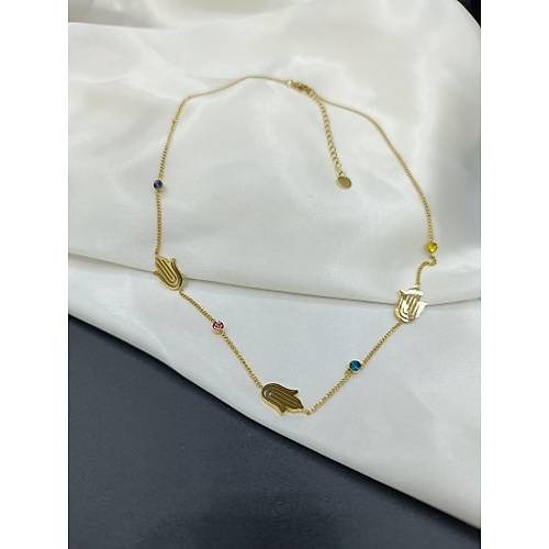 Renkli Zirkon Tal Fatma Ana Eli  elik Kolye